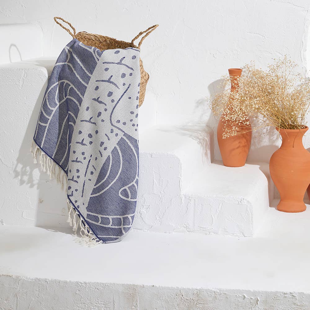 Whale Shark Turkish Towels with Terry-backed 35x70 Sand pool
