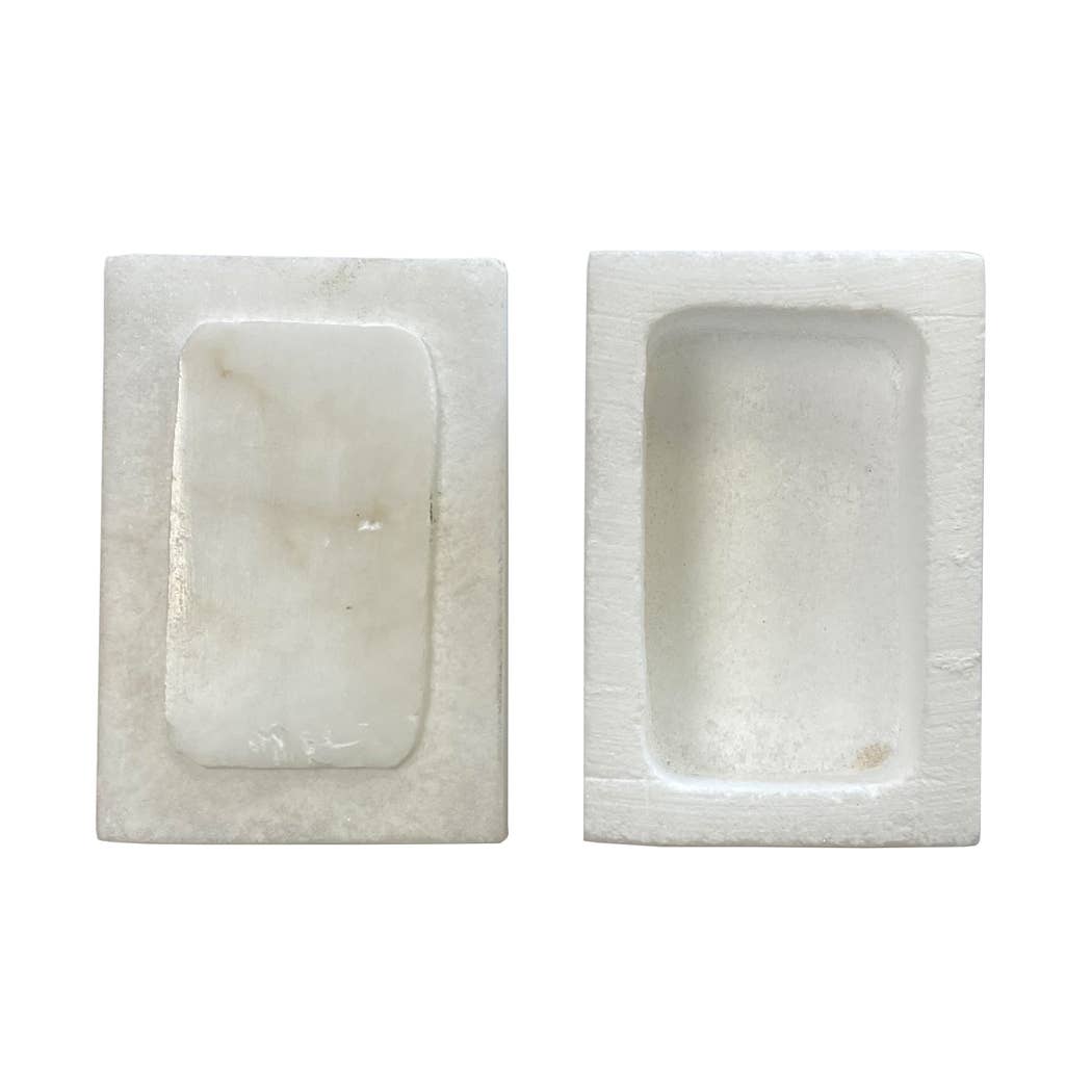 Mermaid Daydreaming Printed Soapstone Box, Lift-off Lid, 3"