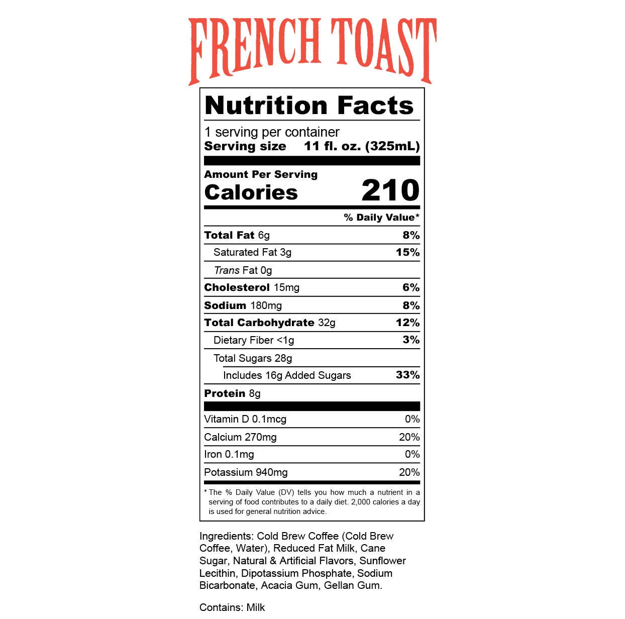 French Toast Cold Brew Latte | 12-Pack | Iced Canned Coffee