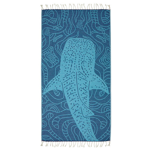 Whale Shark Turkish Towels with Terry-backed 35x70 Sand pool