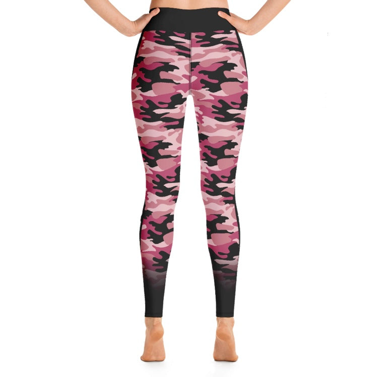 Pink Camo- Raised Waistband Leggings