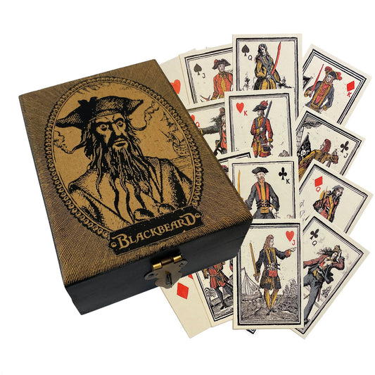 Blackbeard "Edward Teach" Portrait Wood Box Playing Cards