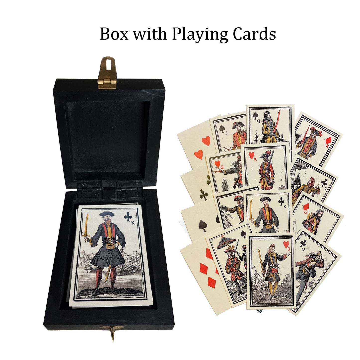 Blackbeard "Edward Teach" Portrait Wood Box Playing Cards