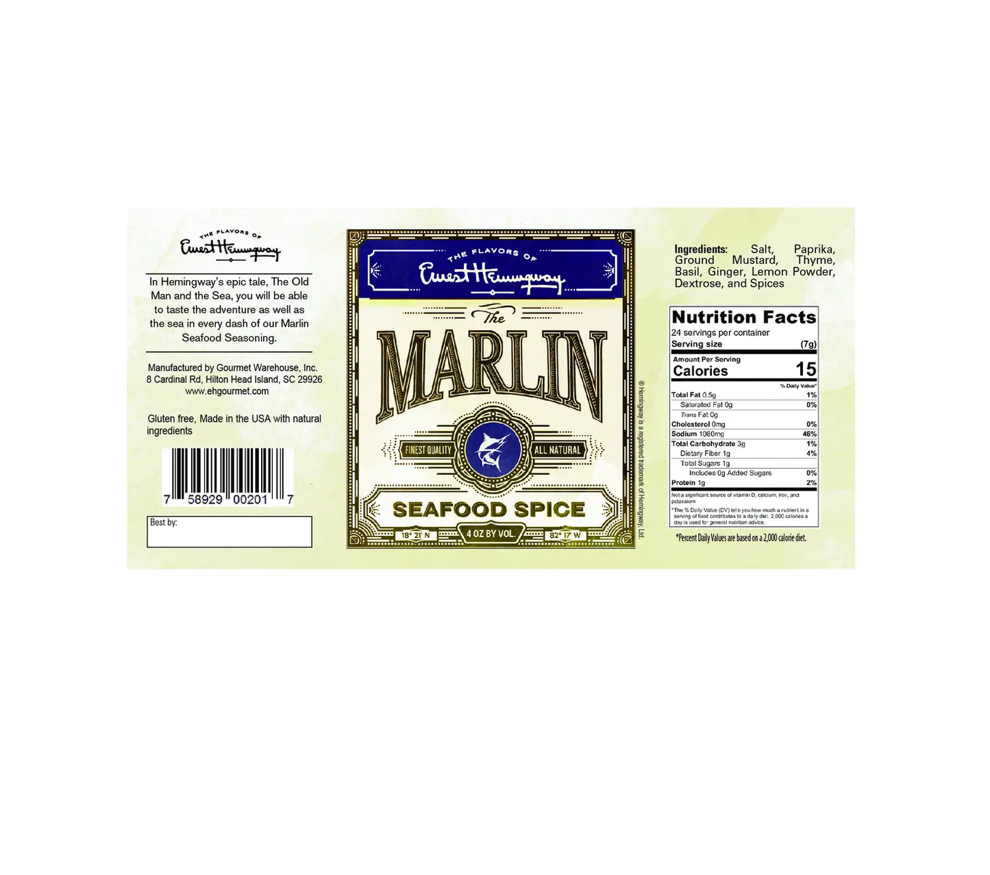 Hemingway "The Marlin" Seafood Seasoning